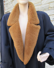 Load image into Gallery viewer, Navy Wool Coat with Fur Collar by Alfred Sung