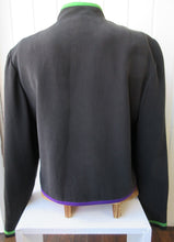 Load image into Gallery viewer, Black Silk Short Jacket by MAGGY LONDON