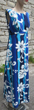Load image into Gallery viewer, Blue and White Sleeveless Hawaiian Print Dress
