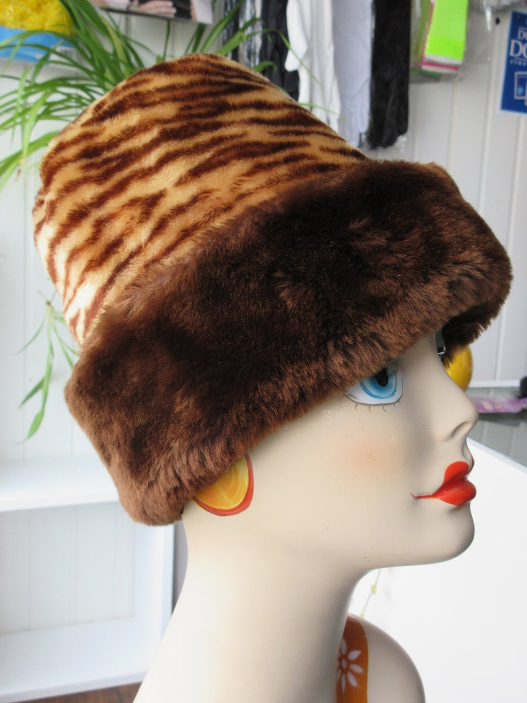 Leopard Print  Sheepskin Hat
