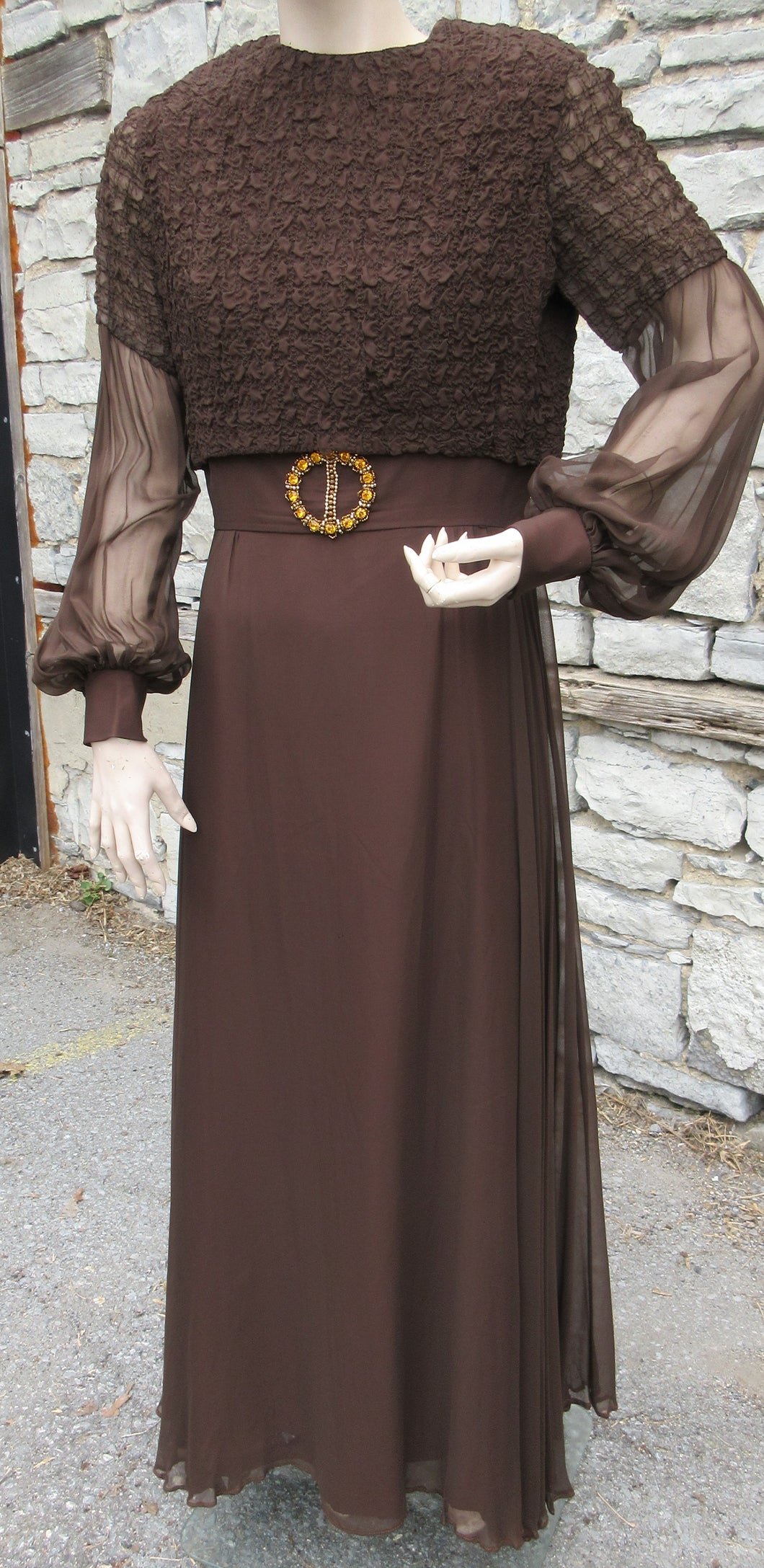 Brown Chiffon Long Dress by Junior Vogue
