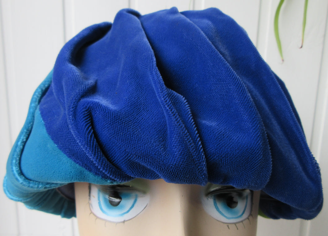 Royal Blue, Green and Turquoise Velvet Hat