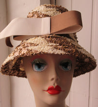 Load image into Gallery viewer, Cream and Beige Raffia Hat by M&#39;sieu Leon
