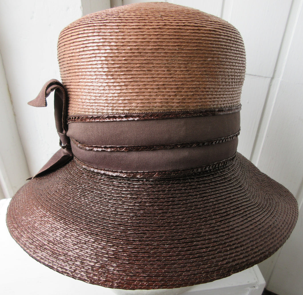 Brown 2 Tone Raffia Hat by Jacqueline