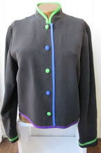 Load image into Gallery viewer, Black Silk Short Jacket by MAGGY LONDON
